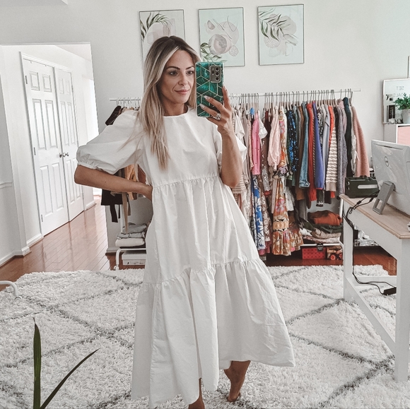 Zara Dresses & Skirts - Zara white tiered ruffle oversized midi dress